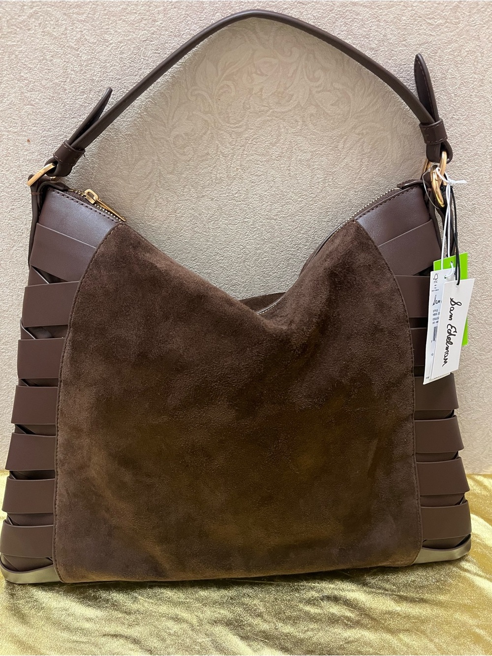 Sam Edelman Dark Brown Suede & Leather Shoulder Hobo